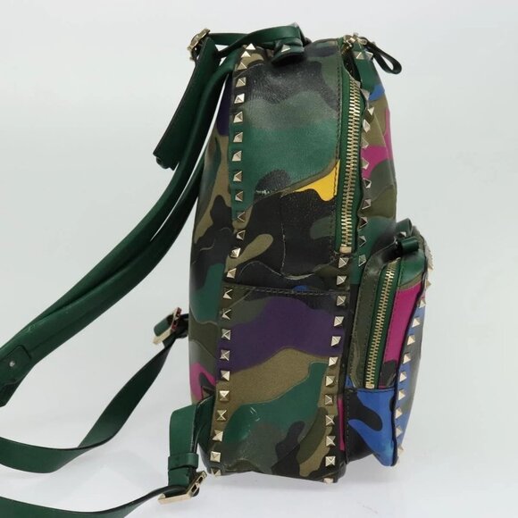 VALENTINO Studs Backpack Leather Camouflage - Picture 4 of 16